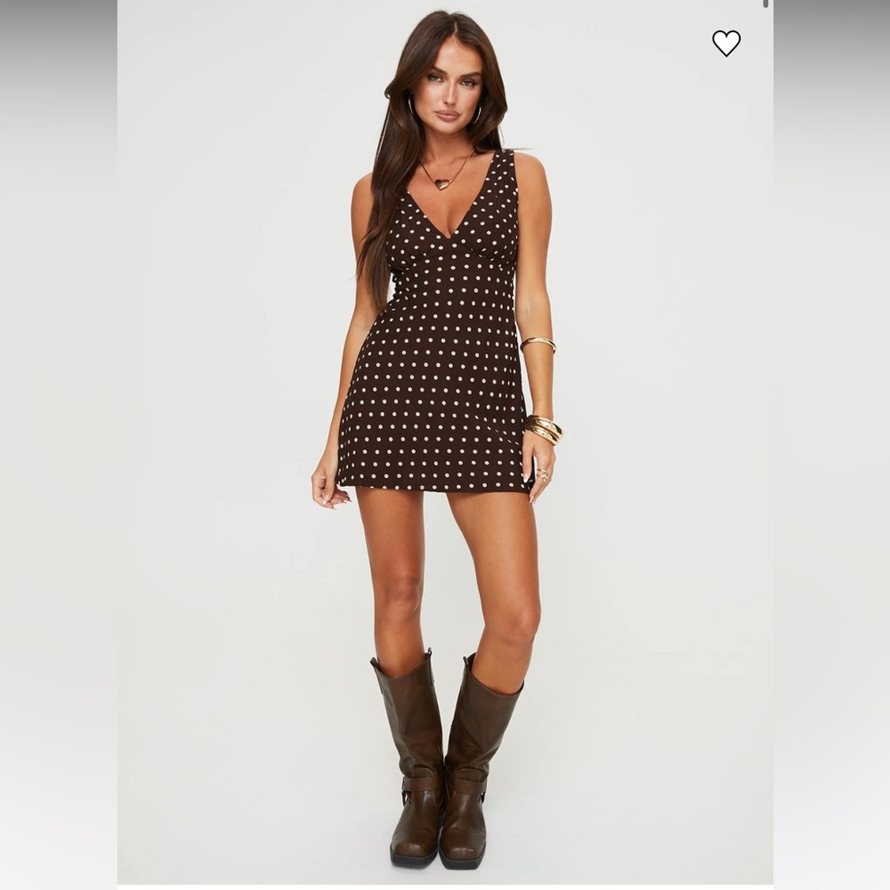 Princess Polly Brown and White Nellie Mini Dress